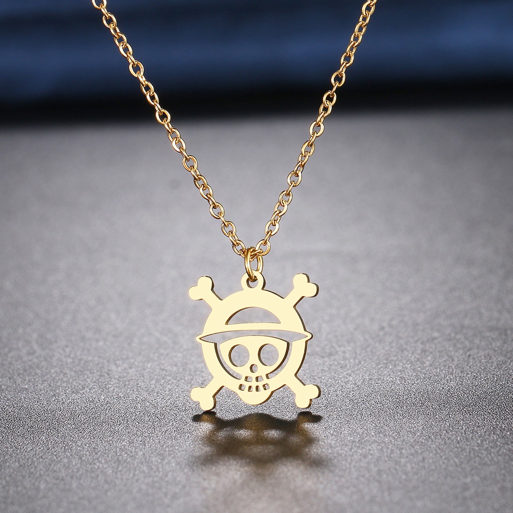 Anime One Piece Luffy Saron Skeleton Pirate Pendants Chain Choker Jewellery Fashion Necklace Jewelry Party Accessories