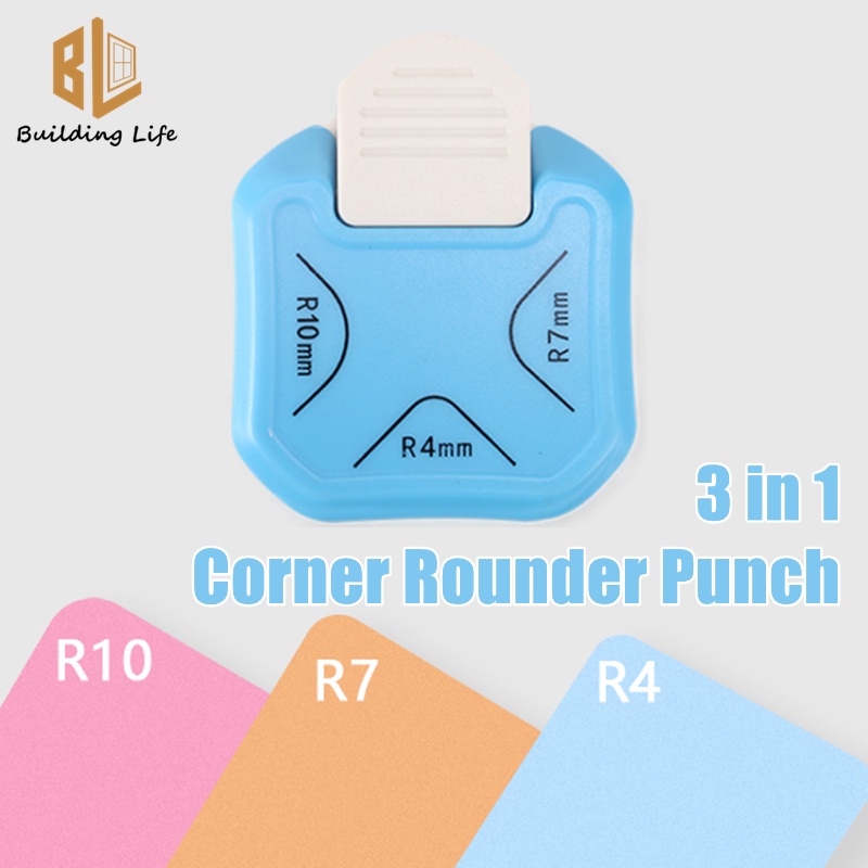 3 In 1 Paper Corner Rounder Cutter Punch 4mm+7mm+10mm Hole Puncher