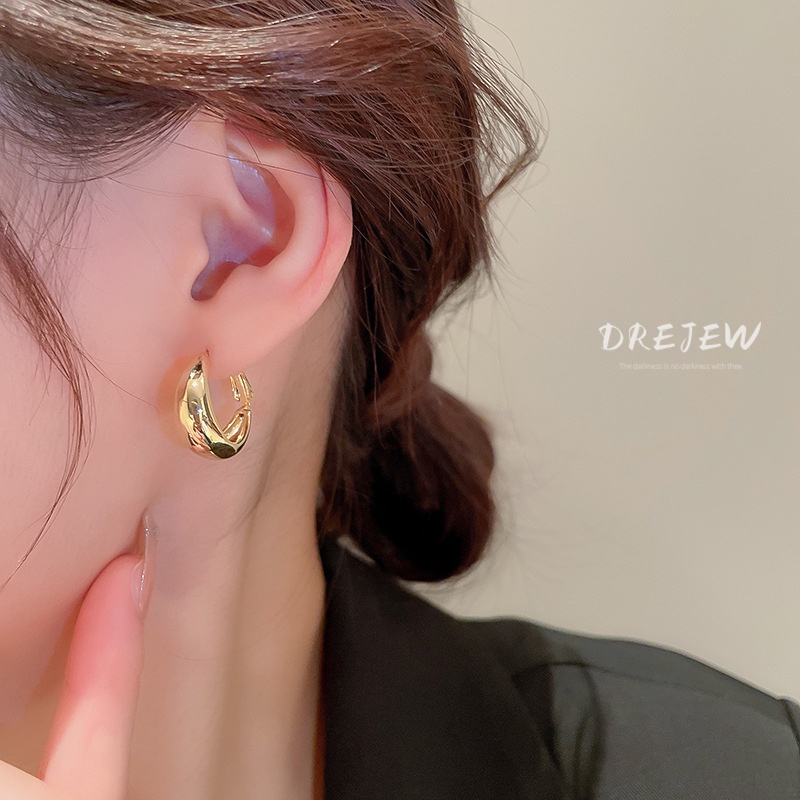 DREJEW 18k gold electroplating Japanese and Korean geometric circle earrings temperament simple earrings new fashion earrings