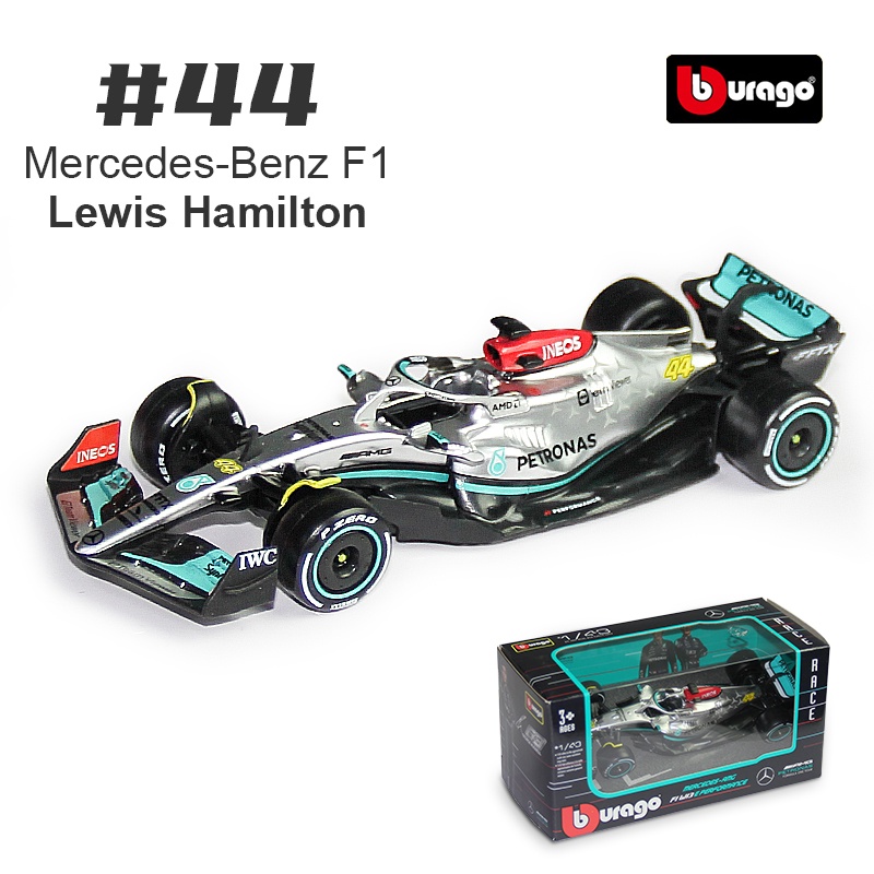 Bburago 1:43 2022 Mercedes-AMG Team W13 #44 Lewis Hamilton #63 Russell F1 Formula Alloy Diecast Toy Car Model Collection Gifts