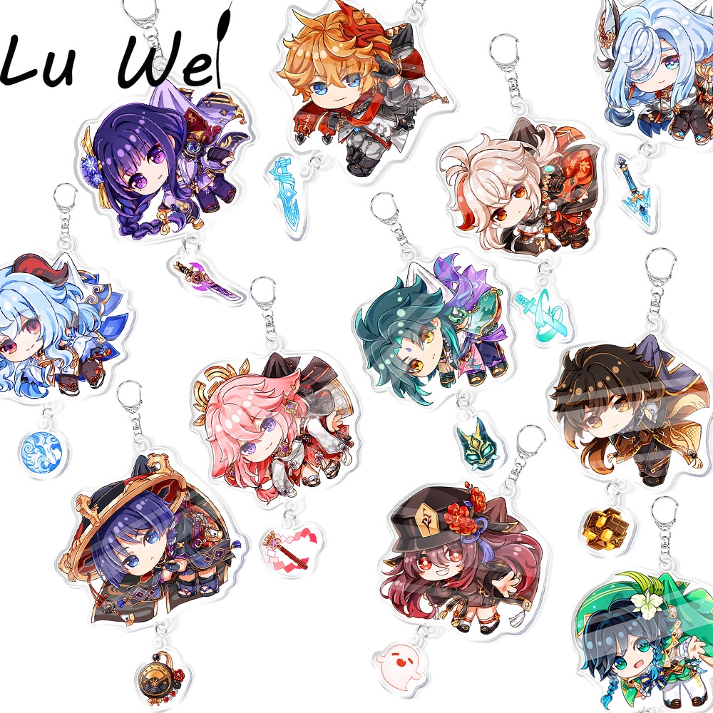 Hot Game Genshin Impact Keychain Raiden Shogun Hutao Kaedehara Kazuha Xiao Yoimiya Cartoon Pendant Keyring Jewelry Accessories