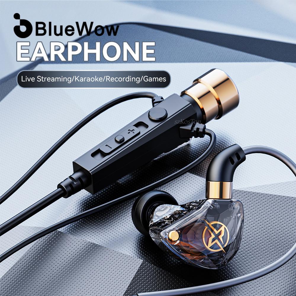 BlueWow KT02 3.5mm Lavalier Microphone With Earphones Portable Mini Clip Lapel Microphones For Recording Video Recording, Live broadcast, Vlogging, Online Class and Karaoke etc