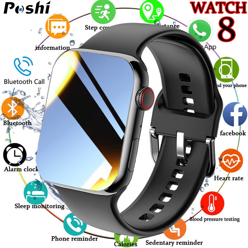 POSHI Smart Watch For Women Men Waterproof Original Bluetooth Call Sport Fitness Tracker Watch Full Touch Heart Rate Monitor Jam Pintar SmartWatch for IOS Android