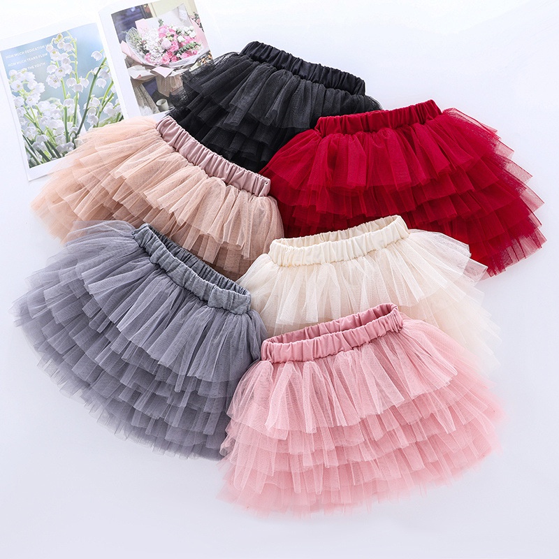 Toddler Baby Girl 6 Layered Soft Fluffy Tulle Skirts Kid Princess Cake Smash Dance Dress Up Tutu Skirt