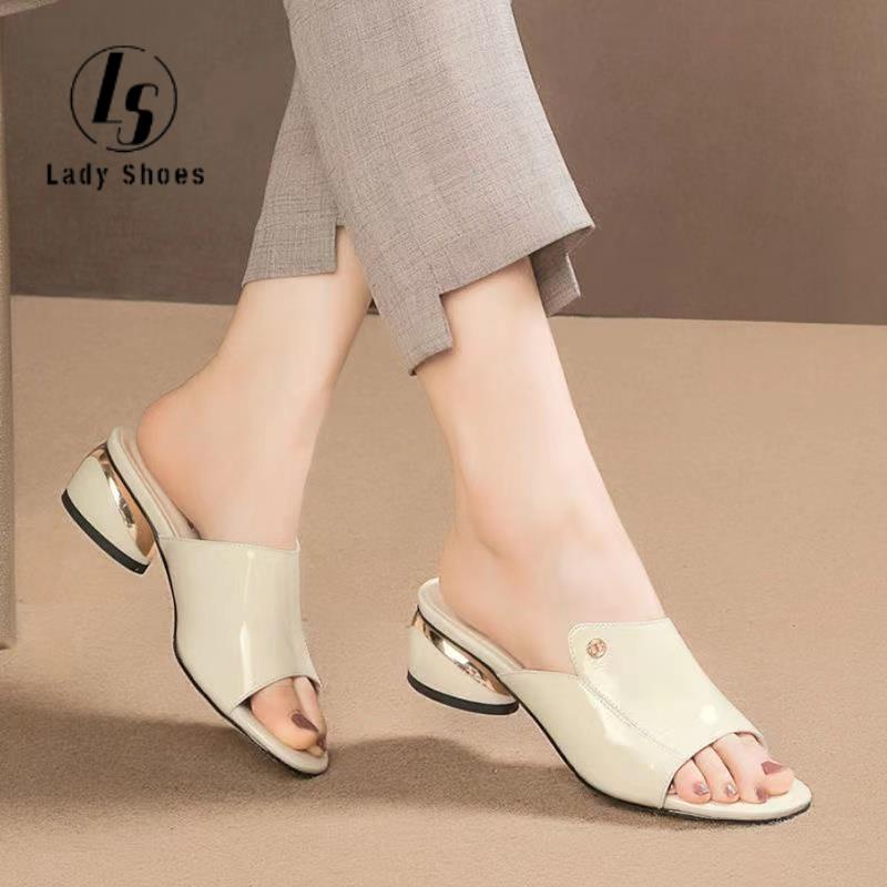 [LS] Sandal Perempuan Plus Size Kasut Bata Wanita Raya 2023 New Thick With Soft Fashion Fish Mouth Word Slippers (size 34-42)