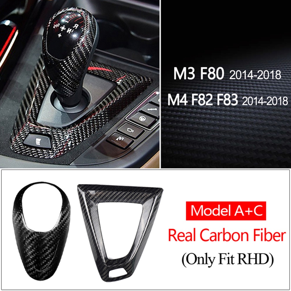 Car Gear Shift Knob Cover Trim True Carbon Fiber For BMW M2 F87 M3 F80 M4 F82 F83 M5 F10 X5M F85 X6M F86 LHD RHD Protect