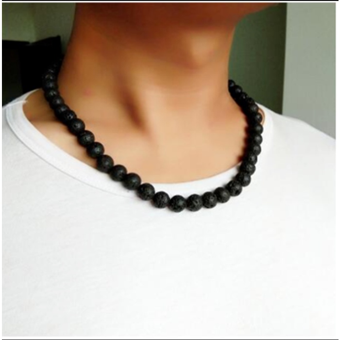 Fashion Natural 8mm Hematite Tiger Eye Beads Necklace For Man Choker Vintage Lava Stone Necklace Meditation Jewelry