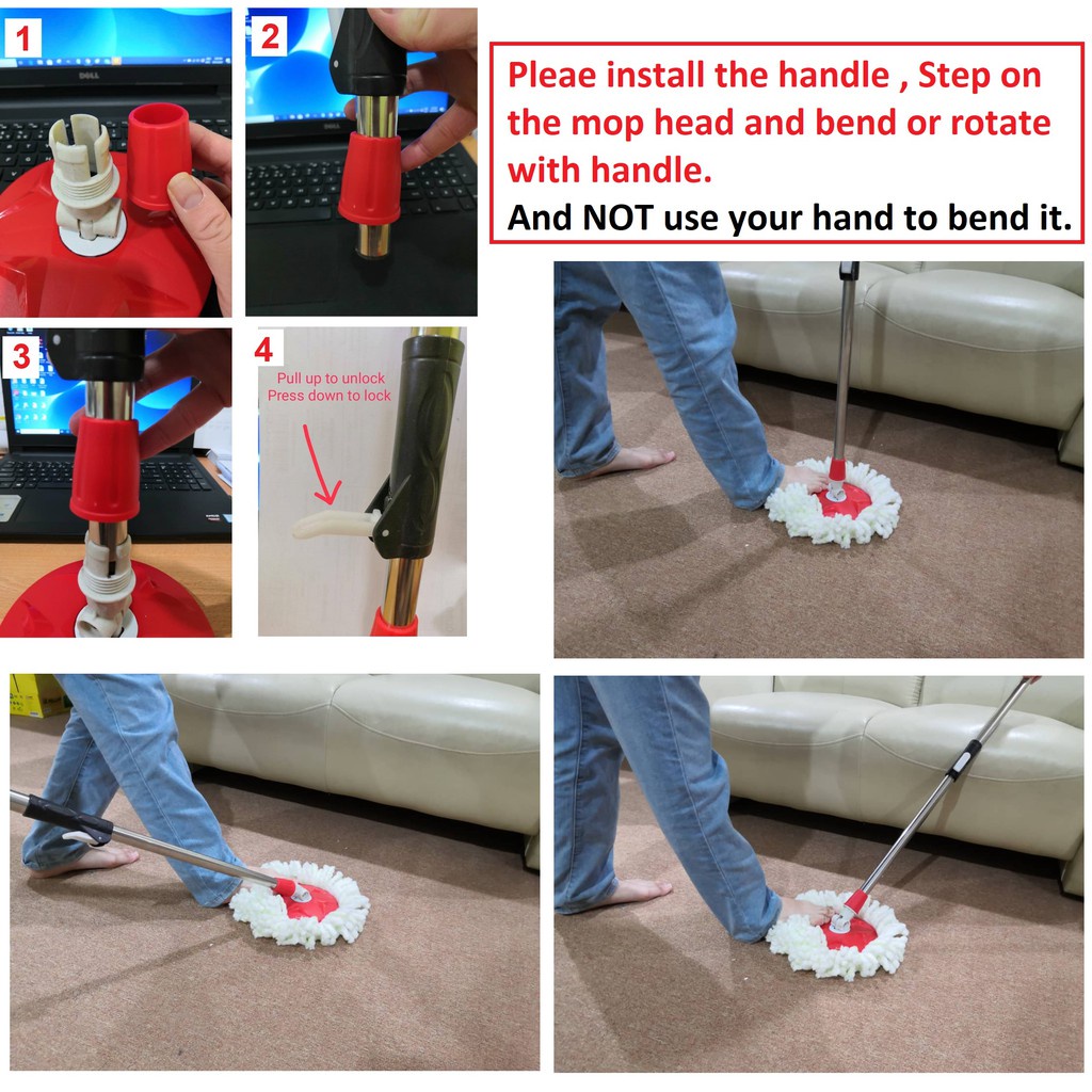 Reliable Must EcoMop Spin Mop Handle Spare Part Replacement Lantai Spinner Accessories - Image 4