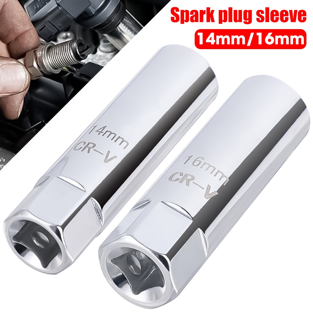 1PC Universal 14/16mm Drive Spark Plug Socket Set 3/8 Inch 12 Point Steel Spark Plug Socket Wrench Magnet Shrapnel Sparkplug Remover Automobile Engine Repair Tool