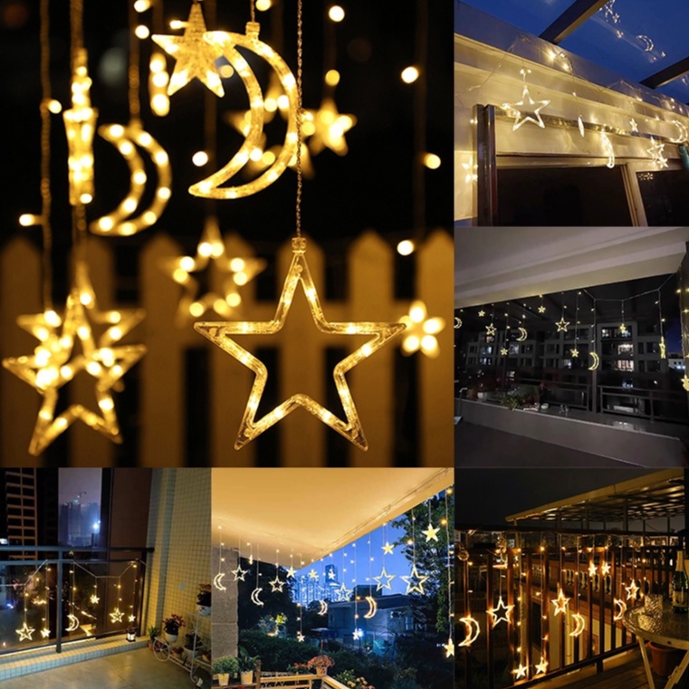 Reliable Premium LED Star Moon Pelita 3.5m Curtain Light Atmosphere String Christmas Starry Lights Outdoor Decorative... - Image 3