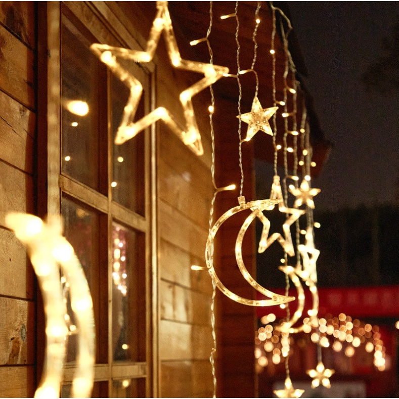 Reliable Premium LED Star Moon Pelita 3.5m Curtain Light Atmosphere String Christmas Starry Lights Outdoor Decorative... - Image 4