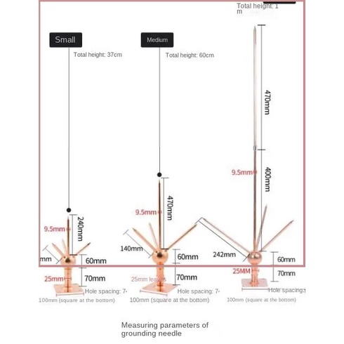 Iron copper-plated lightning rod roof roof lightning rod household lightning protection device lightning rod small iron