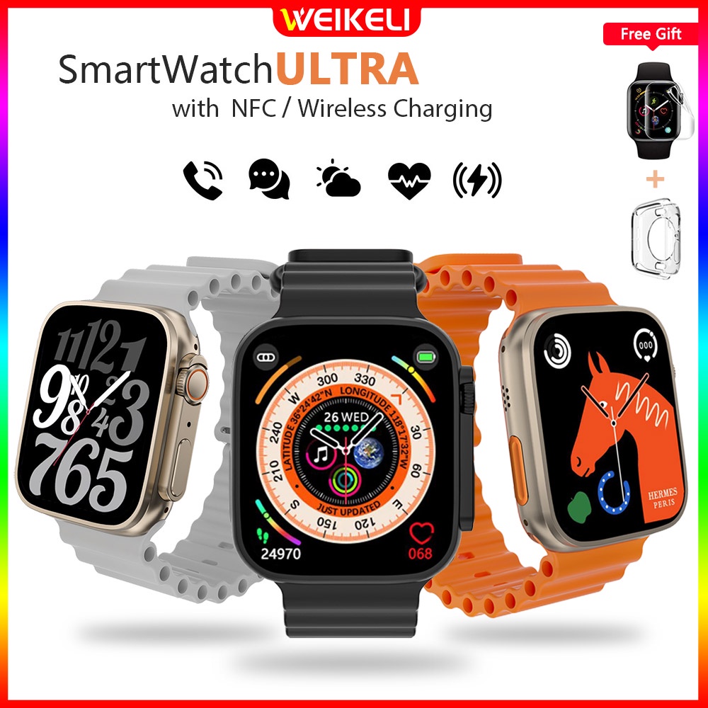 Jam Pintar Watch 8 Ultra T500+ Pro Plus Smart Watch Bluetooth Call Custom Wallpaper Full Touch Screen Play Music Heart Rate Monitor Blood Pressure