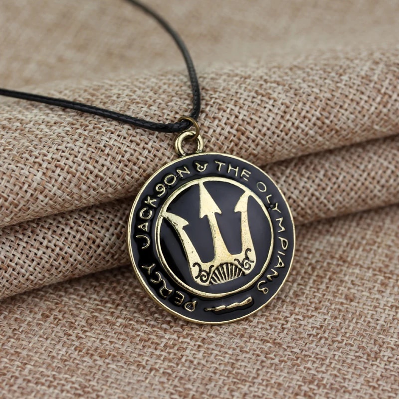 dongsheng Fashion Movie Jewelry Percy Jackson and the Olympians Trident Pendant Necklace Leather Rop