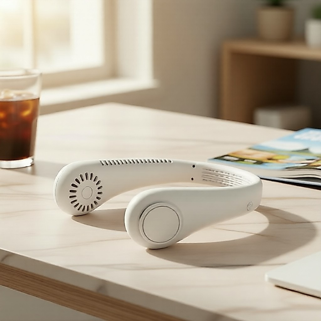 USB Rechargeable Hands-Free Waist & Neck Fan, 3-Speed Adjustable, Bladeless Design for Cool Comfort Kipas Pinggang & Leher Tanpa Wayar Cas Semula USB, 3 Kelajuan Boleh Laras, Reka Bentuk Tanpa Bilah untuk Keselesaan Sejuk