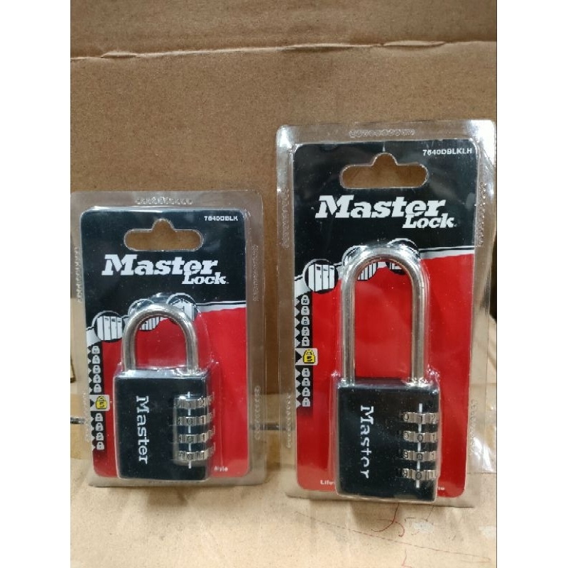 Master Lock Long Shackle Combination Padlock Resettable 7640-BLK , 7640DBLK-LH 40MM