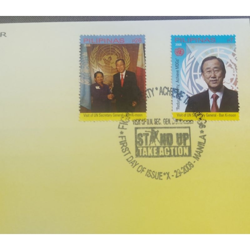 2008 Visit of UN Secretary Fight Poverty 2 value stamps on fdc First day cover