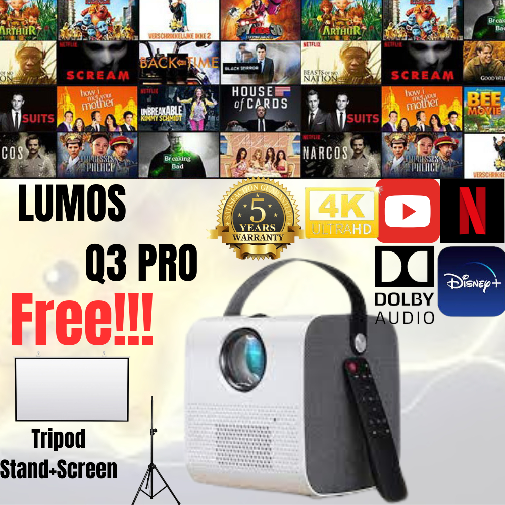 LUMOS Ray Projector Q3pro Built-in App Android Pro Smart Projector Mini Projector