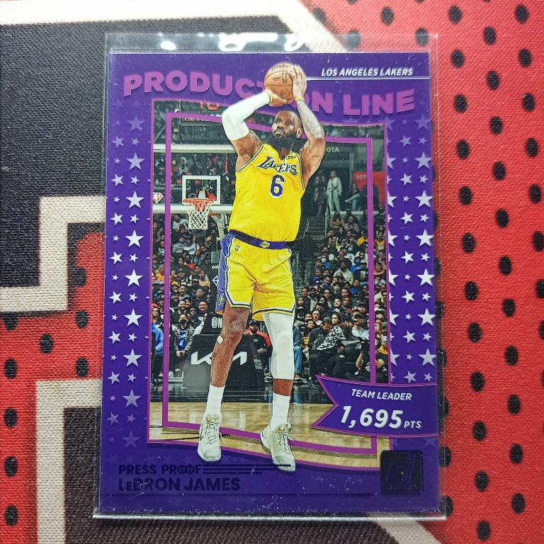 LeBron James 2022-23 Panini Donruss Production Line Purple Press Proof 1