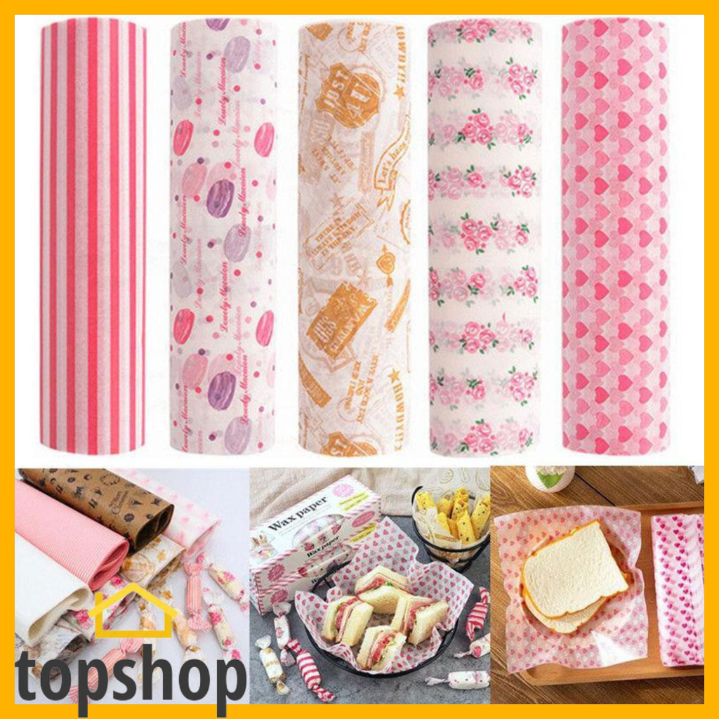 TOPSHOP 50pcs Wax Paper Food Wrapper Food Grade Grease Food Wrapping Paper for Sandwich Fries Burger