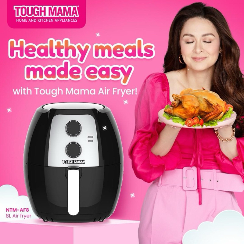 Tough Mama NTM-AF8 Air Fryer 8L Black Large Air Fryer Detachable Griller