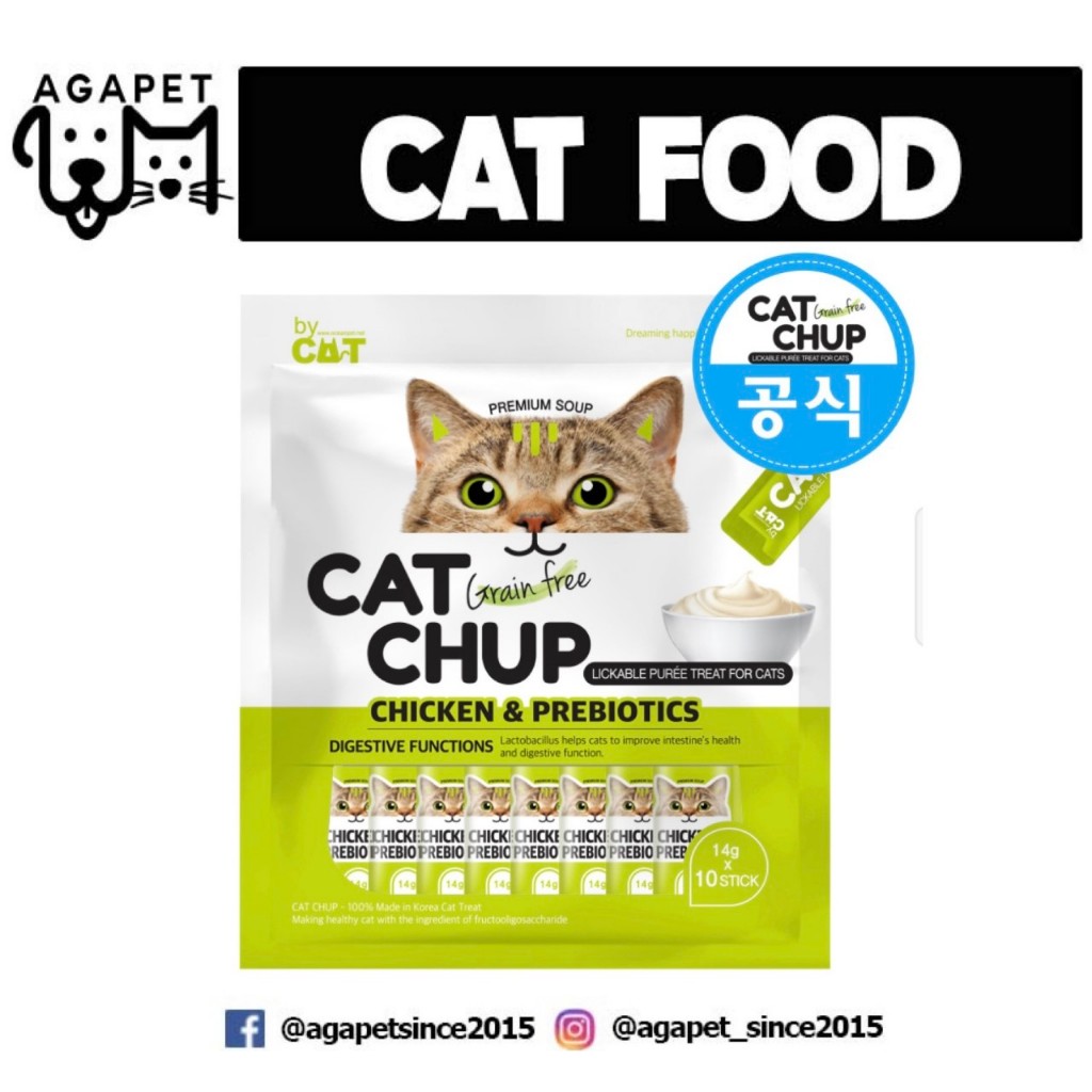 Korea Cat Churu / Cat Snacks Cat Chup Grainfree Chicken & Prebiotics (LICKABLE PUREE TREATS FOR CATS