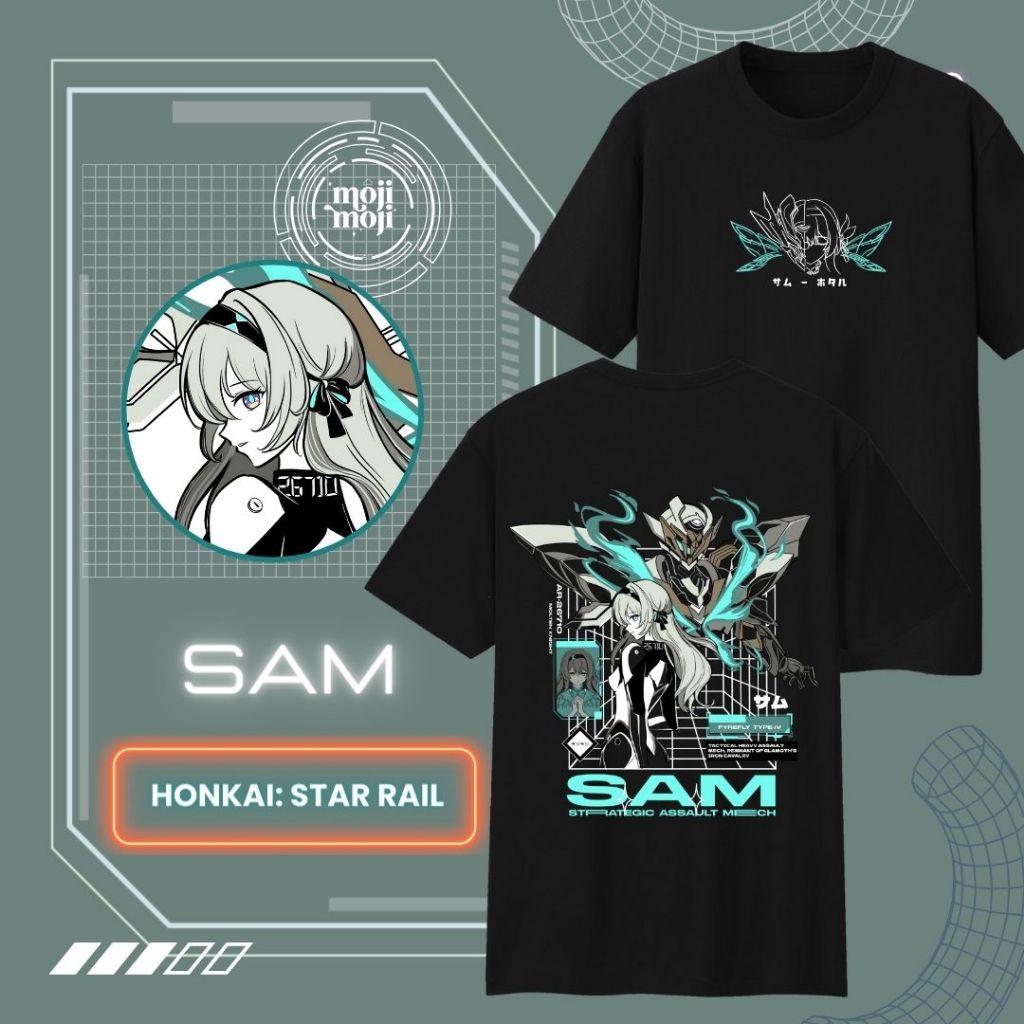 HONKAI STAR RAIL SAM FIREFLY Shirt Merch in Black / Gray Gaming Tshirt for gamer