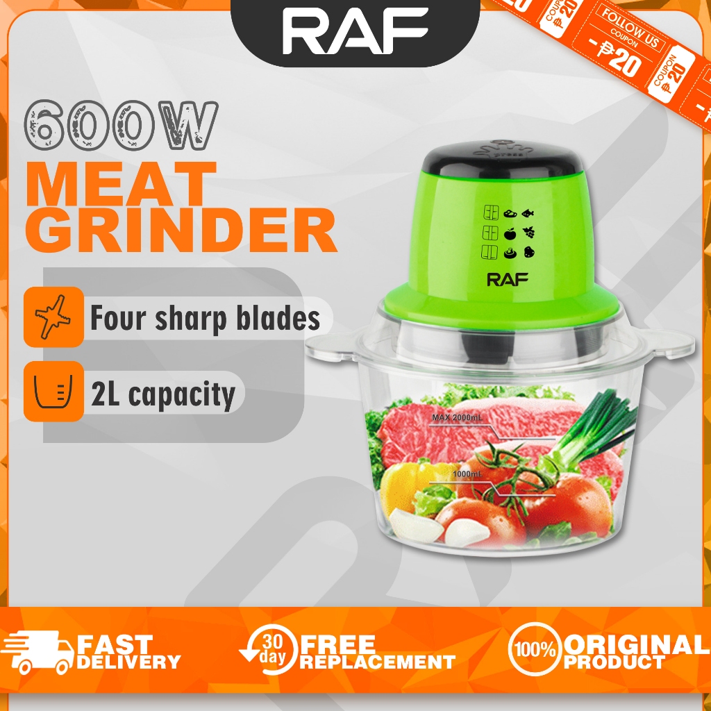 RAF Food Processor Electric 2L Meat Grinder Electric Food Chopper Household Blender Cooking Machine