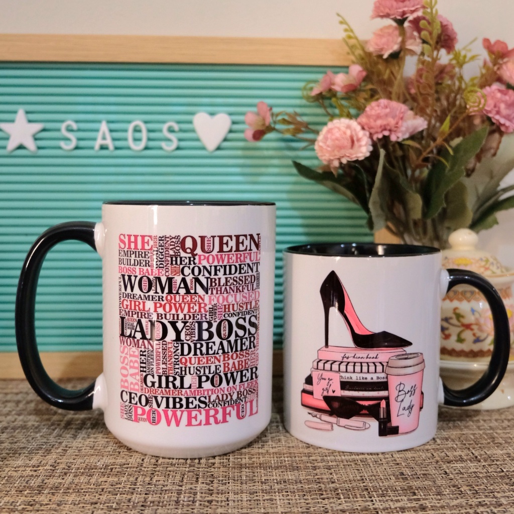 Girl Lady Boss Babe Mug, Women Empowerment, Positivity Word Cloud, Gift Idea Ceramic Coffee Mug, 1Pc