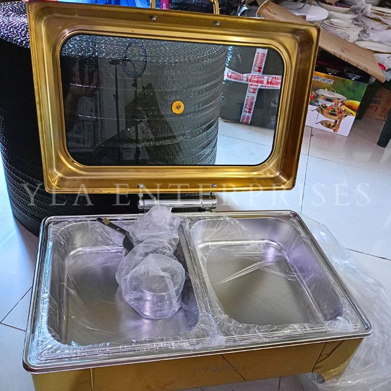 YLA - RECTANGLE GOLD HYDRAULIC w/ STEAM HOLE CHAFFING DISH / FOOD WARMER 9LITERS - SOLD BY PIECE