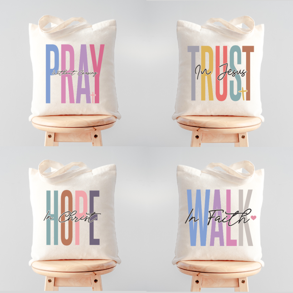 Faith Christian Jesus TOTE BAGS Tote Bag Katsa High Quality Souvenirs Gift Ideas Bible Verses