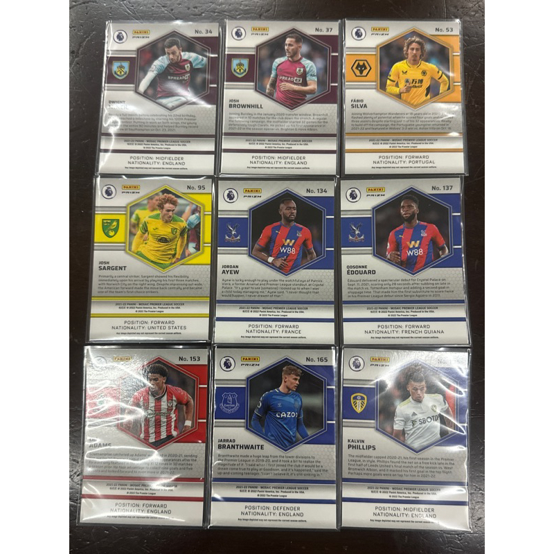 EPL PANINI MOSAIC 2021-22 - Mosaic Cards Kalvin Phillips Fabio Silva Jordan Ayew Josh Brownhl