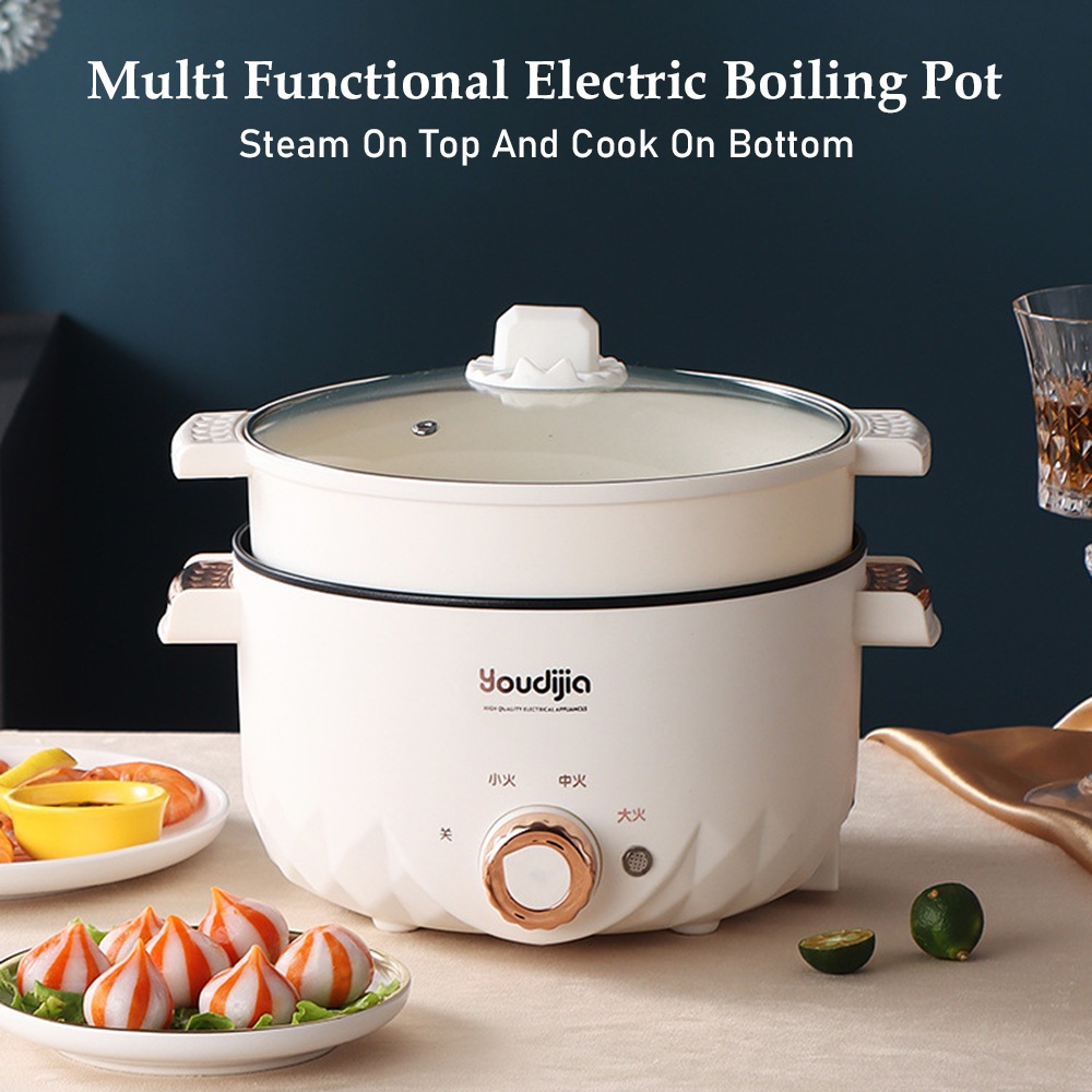 Large Capacity Multifunctional Electric Cooker Non-Stick Pot 22CM Electric Pot Hot Pot Cooker