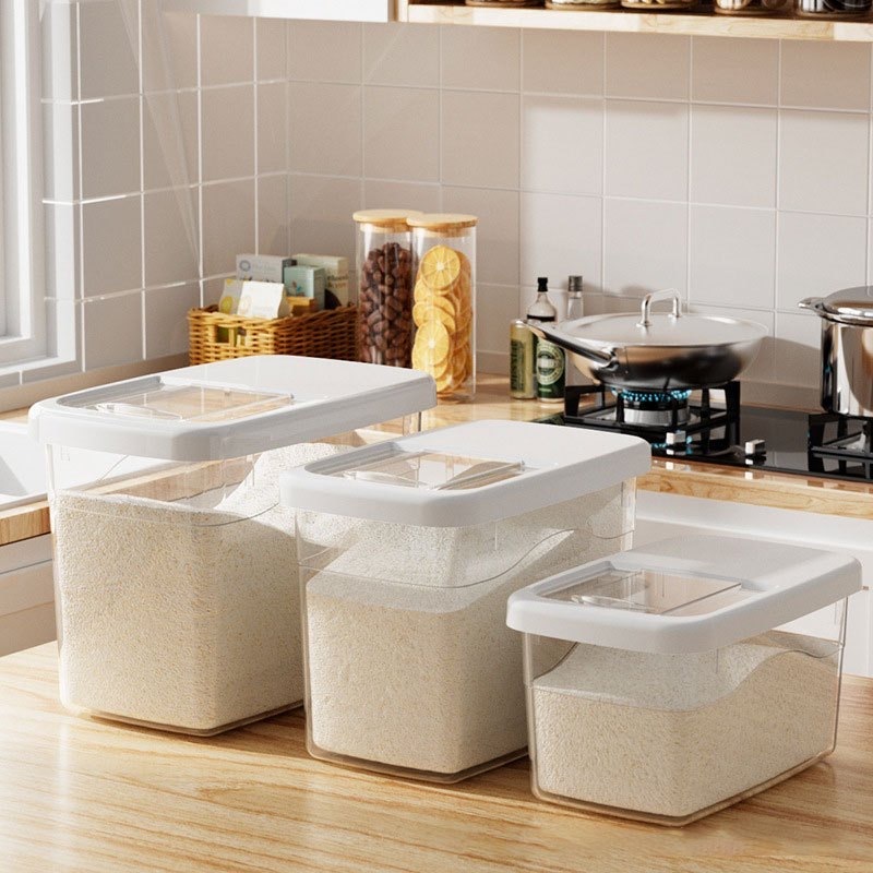 7.5/10/12.5KG Acry Rice Dispenser Large Capacity Upgraded Rice Bucket And Measuring Cup