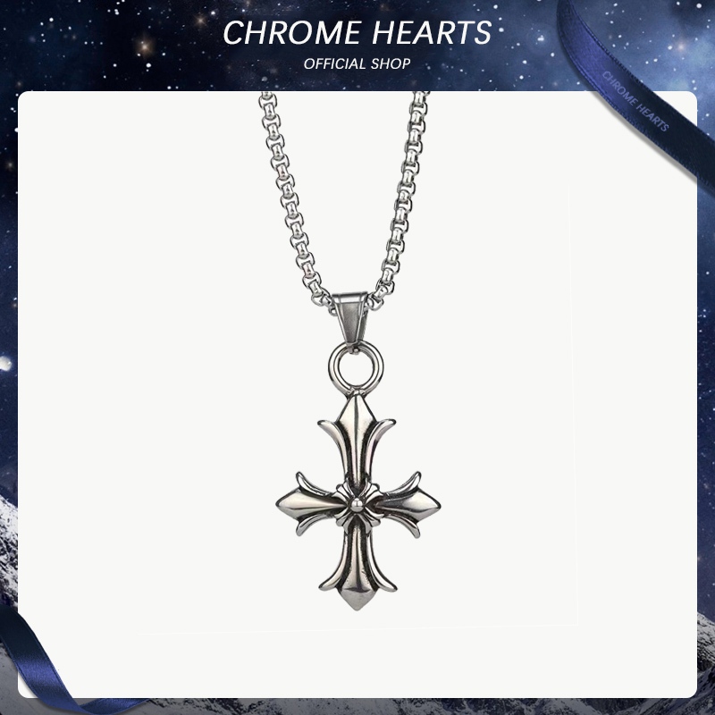 Chrome Hearts Titanium Steel Diamond Cross Pendant Necklace Simple Unisex Sweater Chain