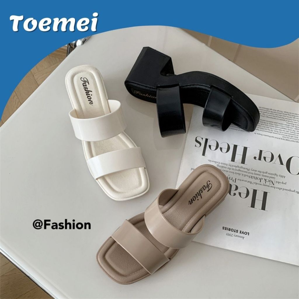 Toemei (+1 size if slim feet +2 size if mataba/malapad feet) Glamorous 7.5 CM Block Heels For Women