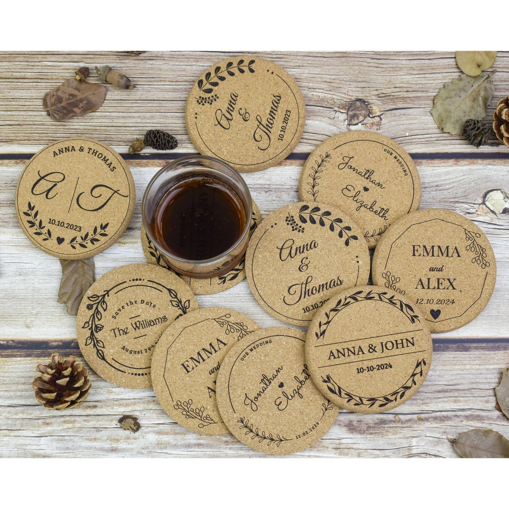 Mandu Personalized Laser Engraved Cork Coaster - Stylish, Heat-Resistant Sustainable Gift & Souvenir