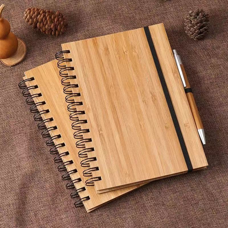 Bamboo Notebook Eco-Friendly Plain with Black Pen or w/ Black Garter