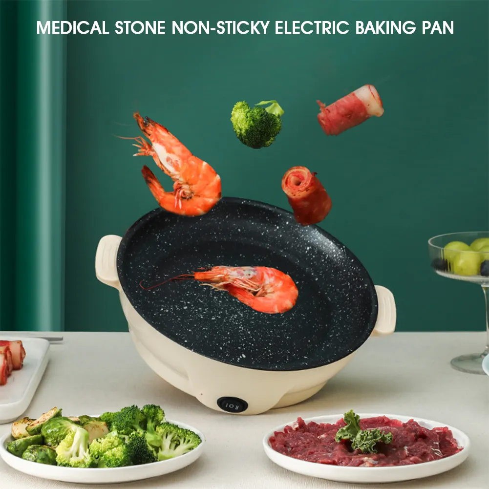 Electric Grill Pan Electric Skillet Nonstick Coated Frying Pan Cookware Grill Iron Steak Pan