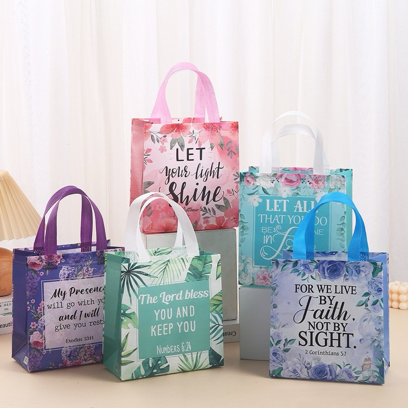 1pcs Bible Verses Inspiration Loot Bag Non-woven Gift Bag Eco Friendly Party Souvenir