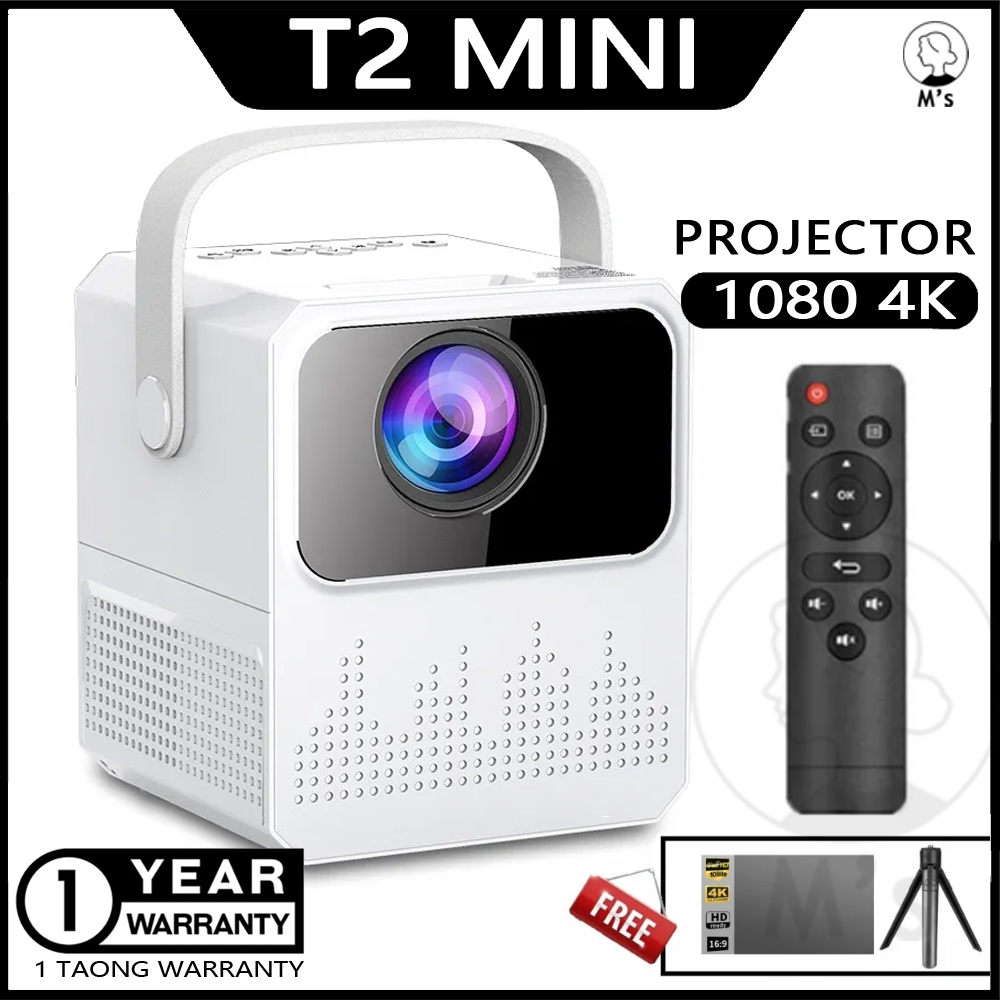 T2 mini Projector portable 4K HD Bluetooth WiFi for cp for cellphone for laptop Smart Projector