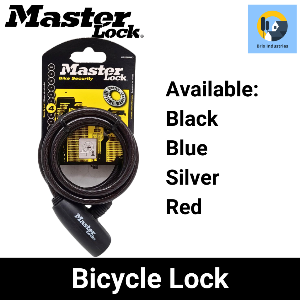 Master Lock Bicycle Motorcycle Cable Lock Bike Lock Key Operated 1.8m x 8mm - 8127DPRO Brix