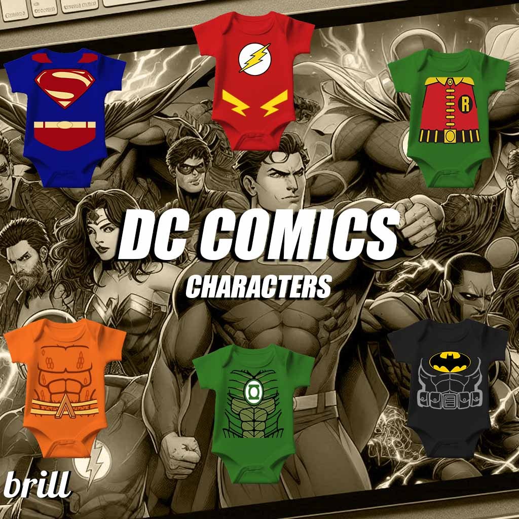 COSTUME BABY ONESIE DC COMICS SUPERMAN GREENLANTERN BATMAN ROBIN FLASH AQUAMAN ROMPER BODYSUIT