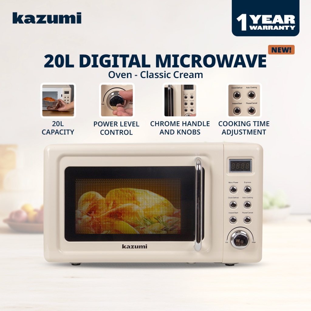 Kazumi KZ-707 20L Digital Microwave Oven - Classic Cream