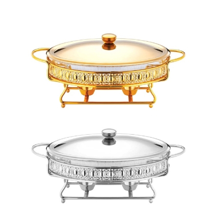 (New Trend )Luxury Gold/Silver Chafing Dish Buffet Food Warmer Display Egg Shape Casserole Display