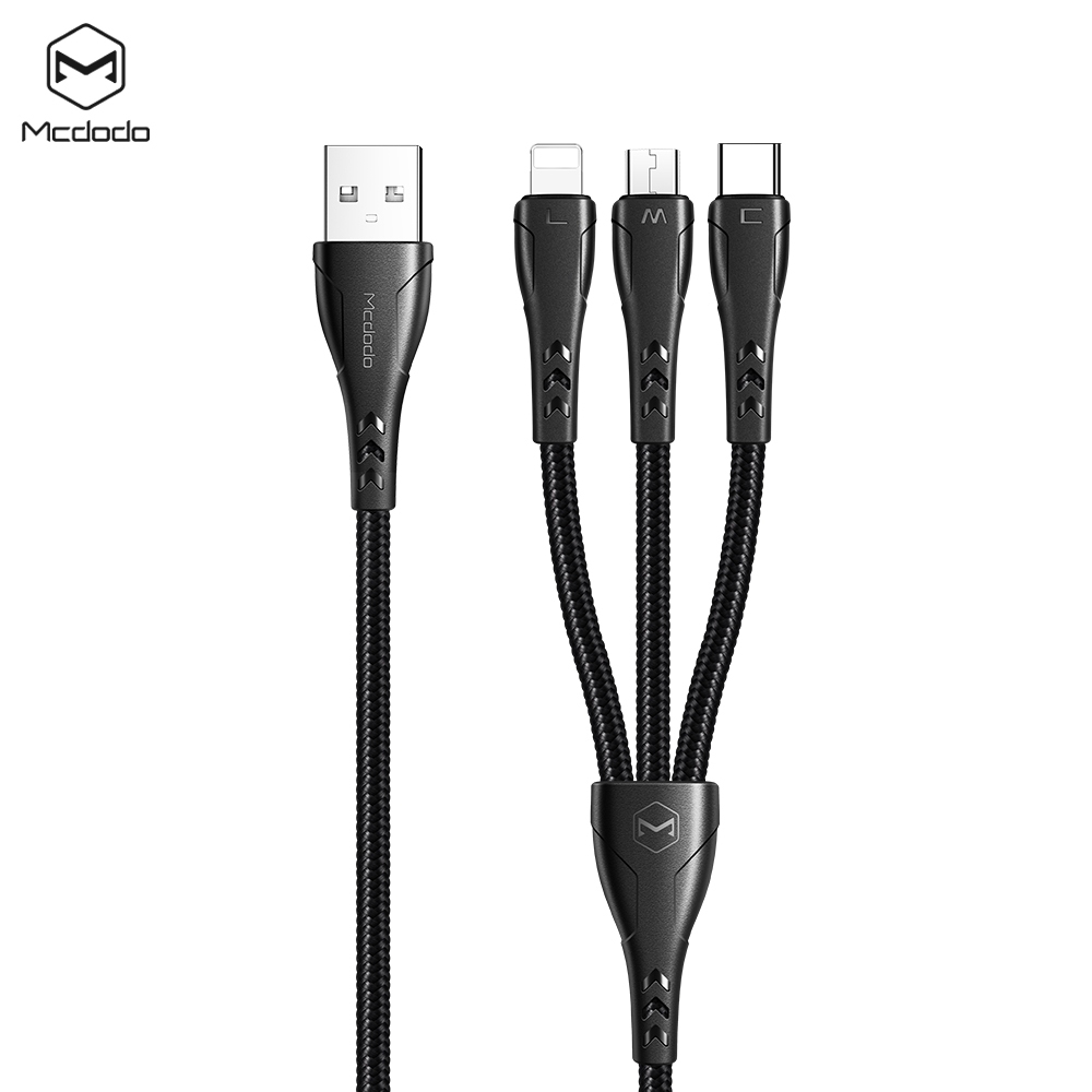 Mcdodo Multiport Series 3-in-1 Faster Charger Compatible wit iPhone, Micro USB, and Type C 1.2 Meter