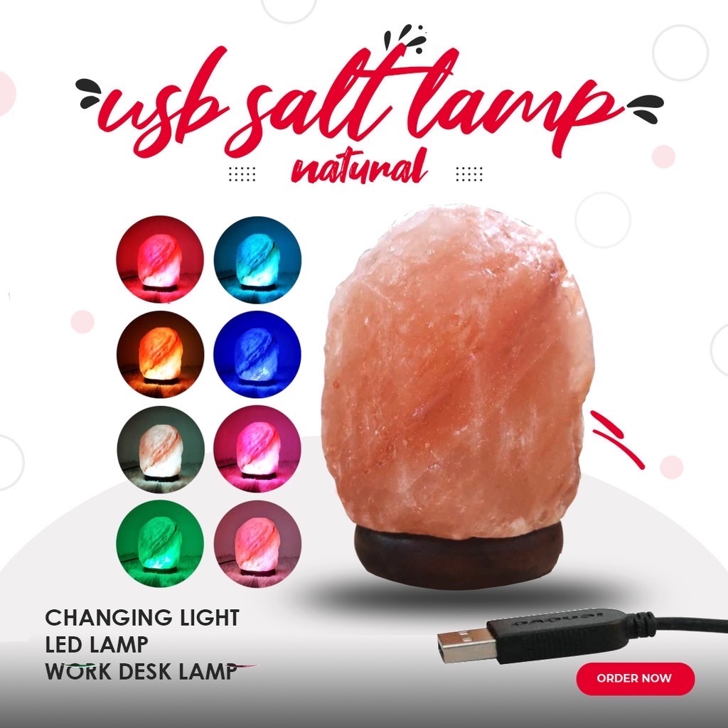 Jcam USB Himalayan Salt Lamp Crystal Salt Rock Mini Hand Carved Lamp with Multi-Color LED