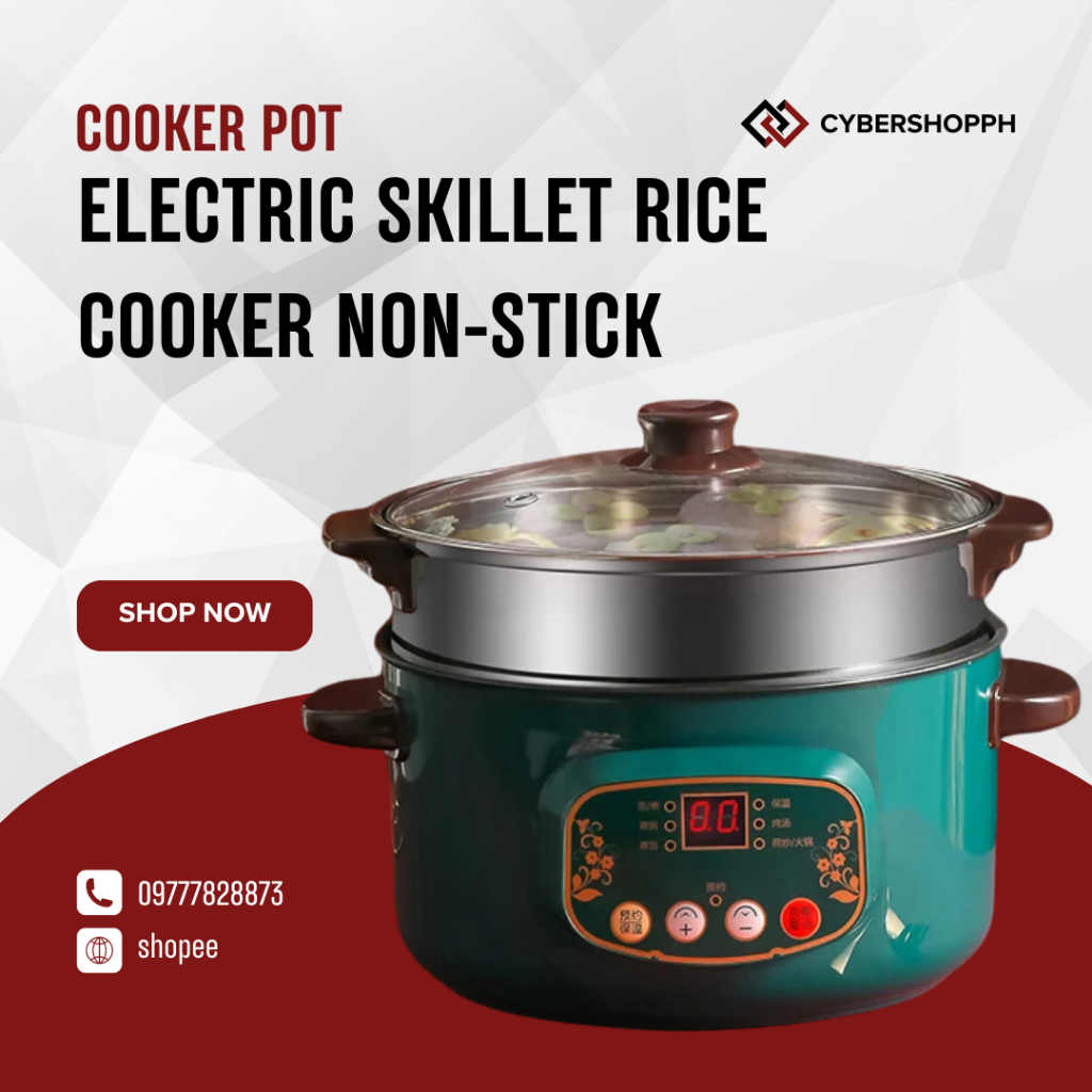 Electric Skillet rice Cooker Non-Stick Multifunctional Smart Timing Cooker Pot Saingan Lutuan