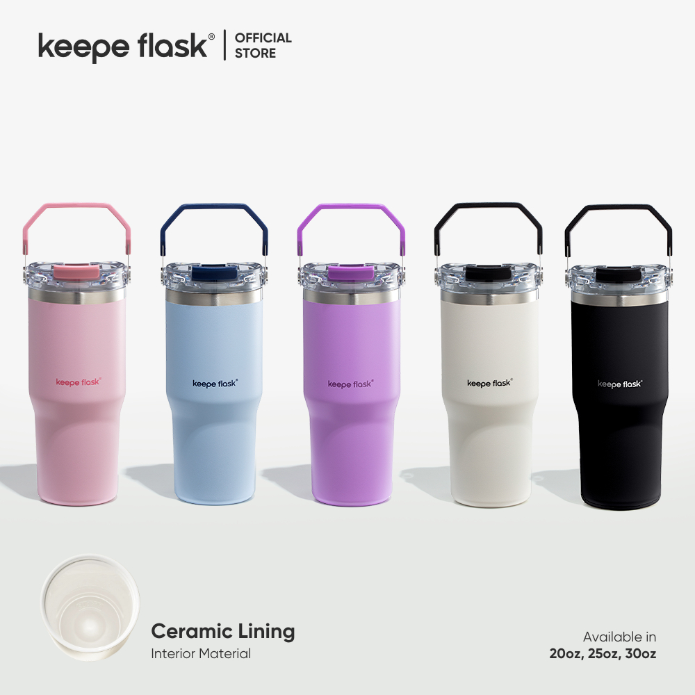 Keepe Flask Premium Ceramic Liner Tumbler Vacuum Insulated Hot and Cold Coffee Tumbler with Handle