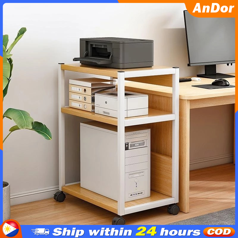 2/3Layer Mobile Printer Shelf Stand with Wheels Office Storage Rack Bookshelf Computer Shelf